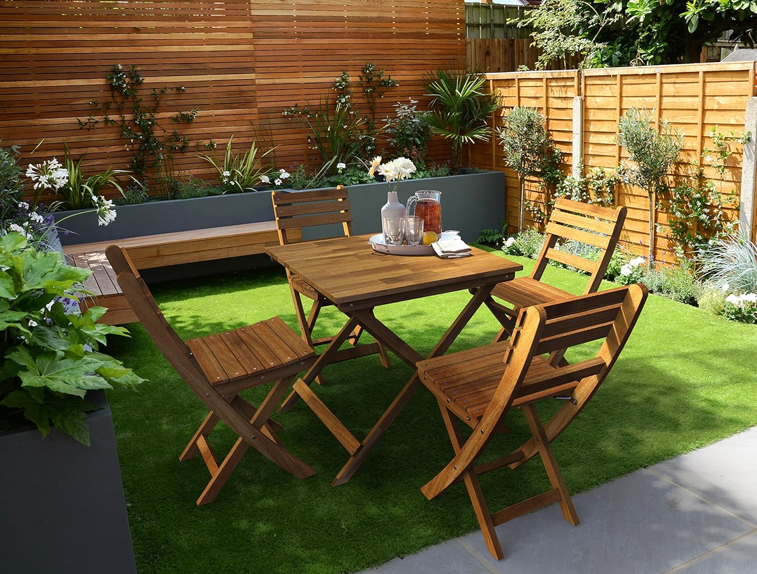 Wood Folding Indoor Outdoor Table 29.5x29.5x28.7 Golden Teak k7