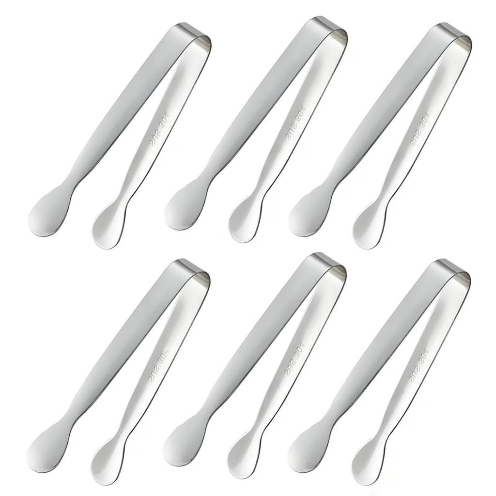 6PCS Mini Small Tiny Tongs, 4.25Inch Stainless Steel Small Tongs for Serving Food, Kitchen 304stainless Steel
