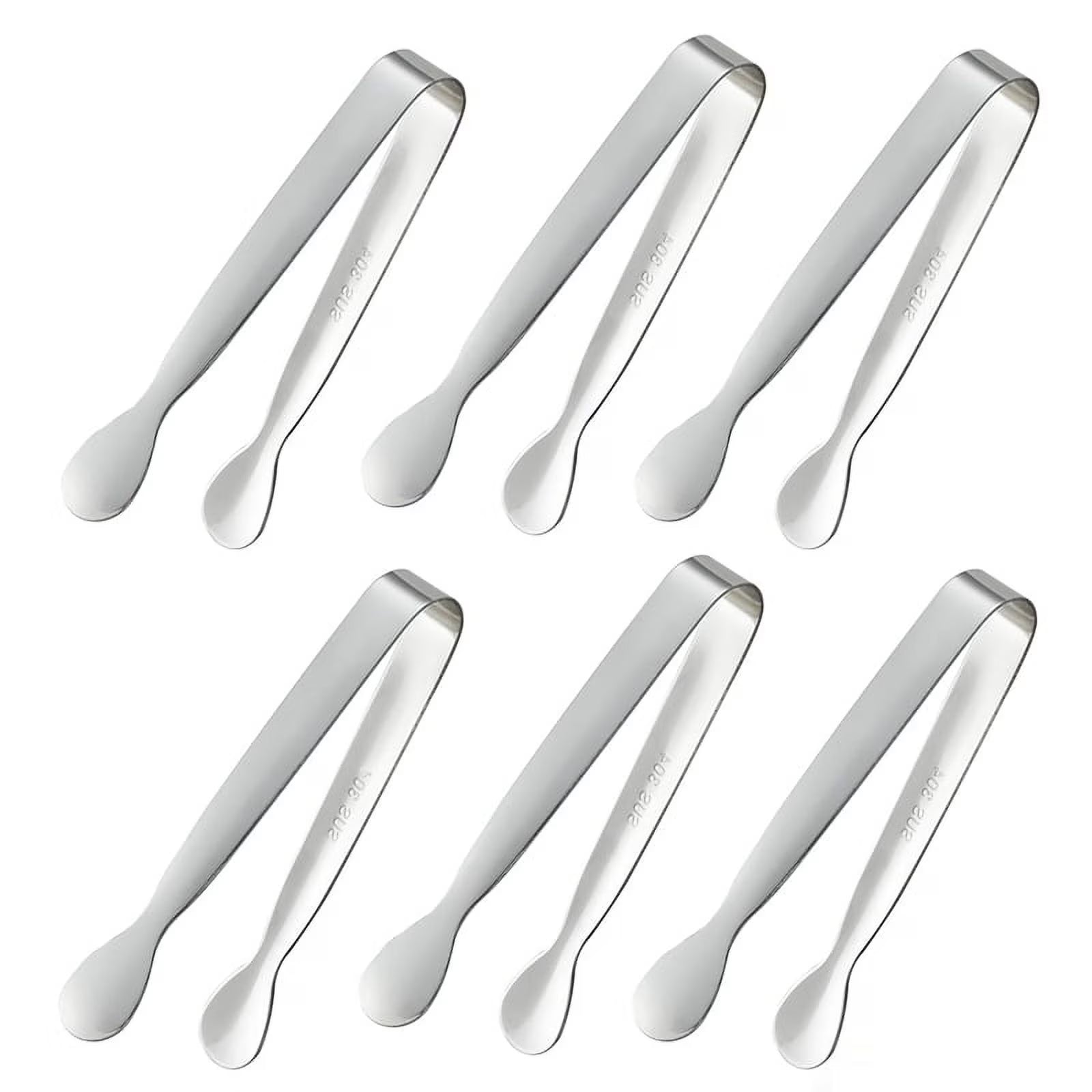 6PCS Mini Small Tiny Tongs, 4.25Inch Stainless Steel Small Tongs for Serving Food, Kitchen 304stainless Steel