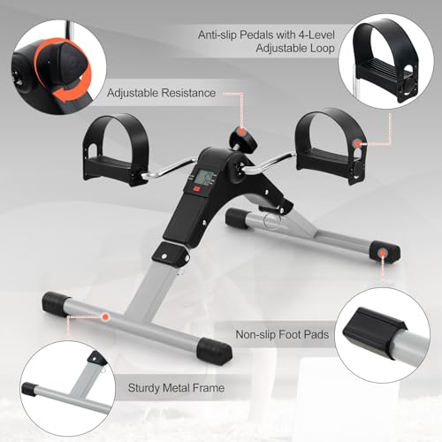 Mini Exercise Bike Folding Under Desk Pedal Exerciser LCD Display Adjustable Resistance Portable A7
