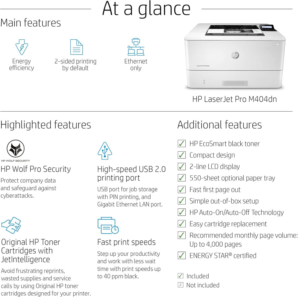 Monochrome Laser Printer with Auto Duplex, Ethernet Only k7q