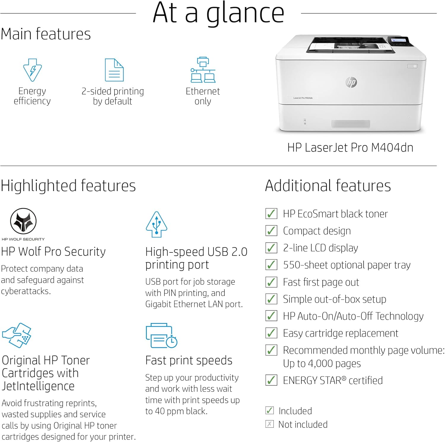 Monochrome Laser Printer with Auto Duplex, Ethernet Only k7q
