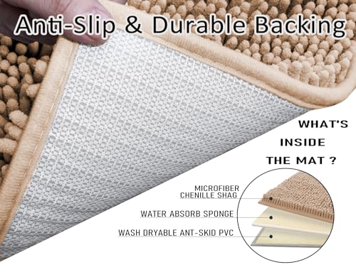 Bathroom Rug Set 3 Piece Non Slip Absorbent Shaggy Mat k7