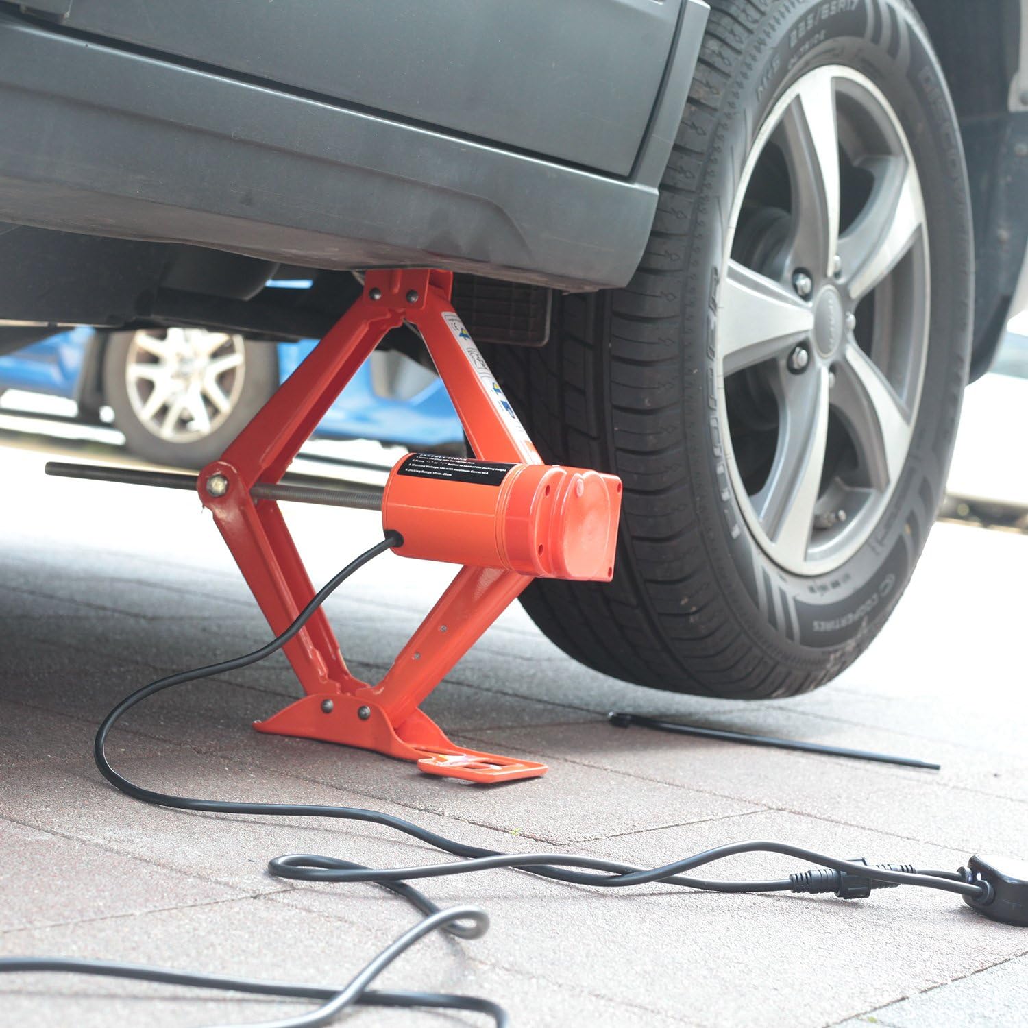 Car Floor Jack 3 Ton 12V Scissor Lift Set for Sedans SUV w/ Double Saddles Remote Tire Change Tool Kits a7