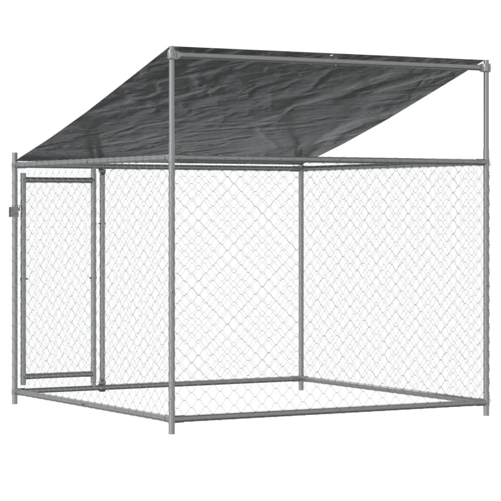 Dog Cage with Roof Gray 6.6x6.6x6.6 Galvanized Steel a7