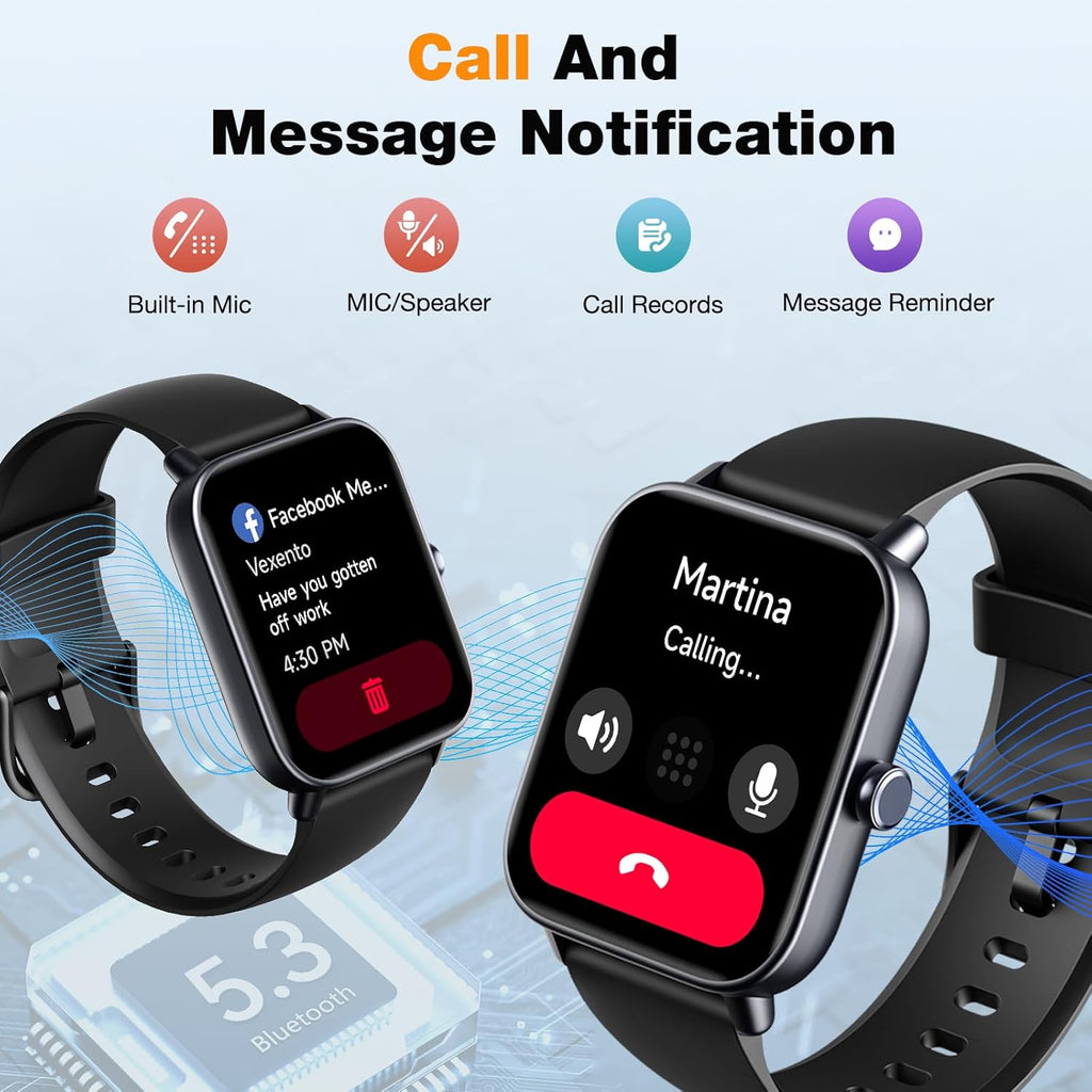 Smart Watch 1.8" Touchscreen Fitness Tracker Blood Oxygen Heart Rate Monitor a7