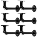 MUZIK Shelf Brackets, 12 Pack Industrial Pipe Floating Shelf Bracket, Heavy Duty Wall Mount Shelf Brackets & Supports, Vintage Black Iron Finish DIY Pipe Brackets for Shelves (7*4 Inch)