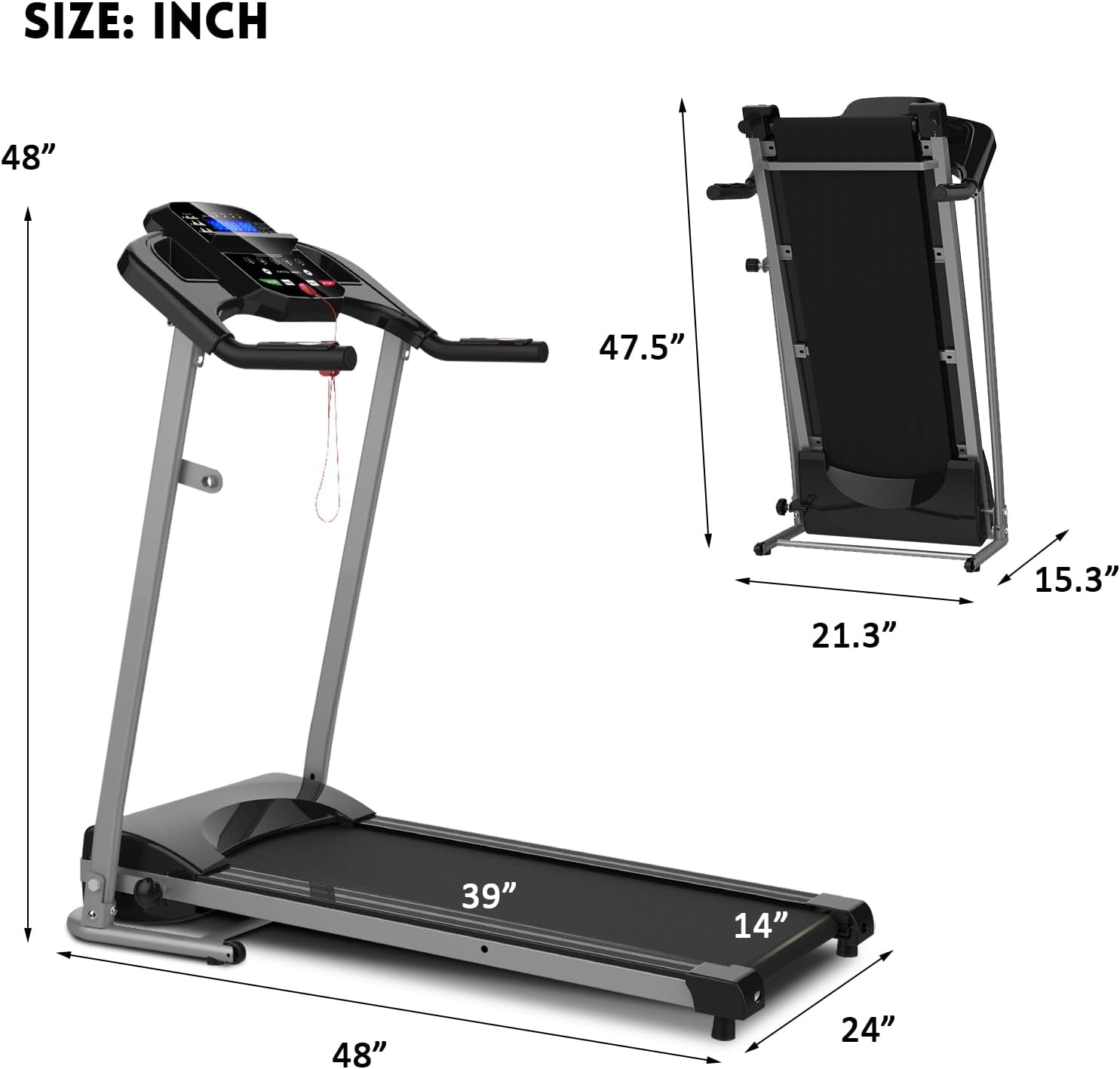 Folding Treadmill for Home Gym with Cup Holder a7