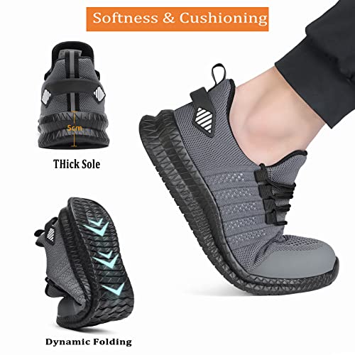 Steel Toe Work Shoes Lightweight Slip Resistant Safety Sneakers q7