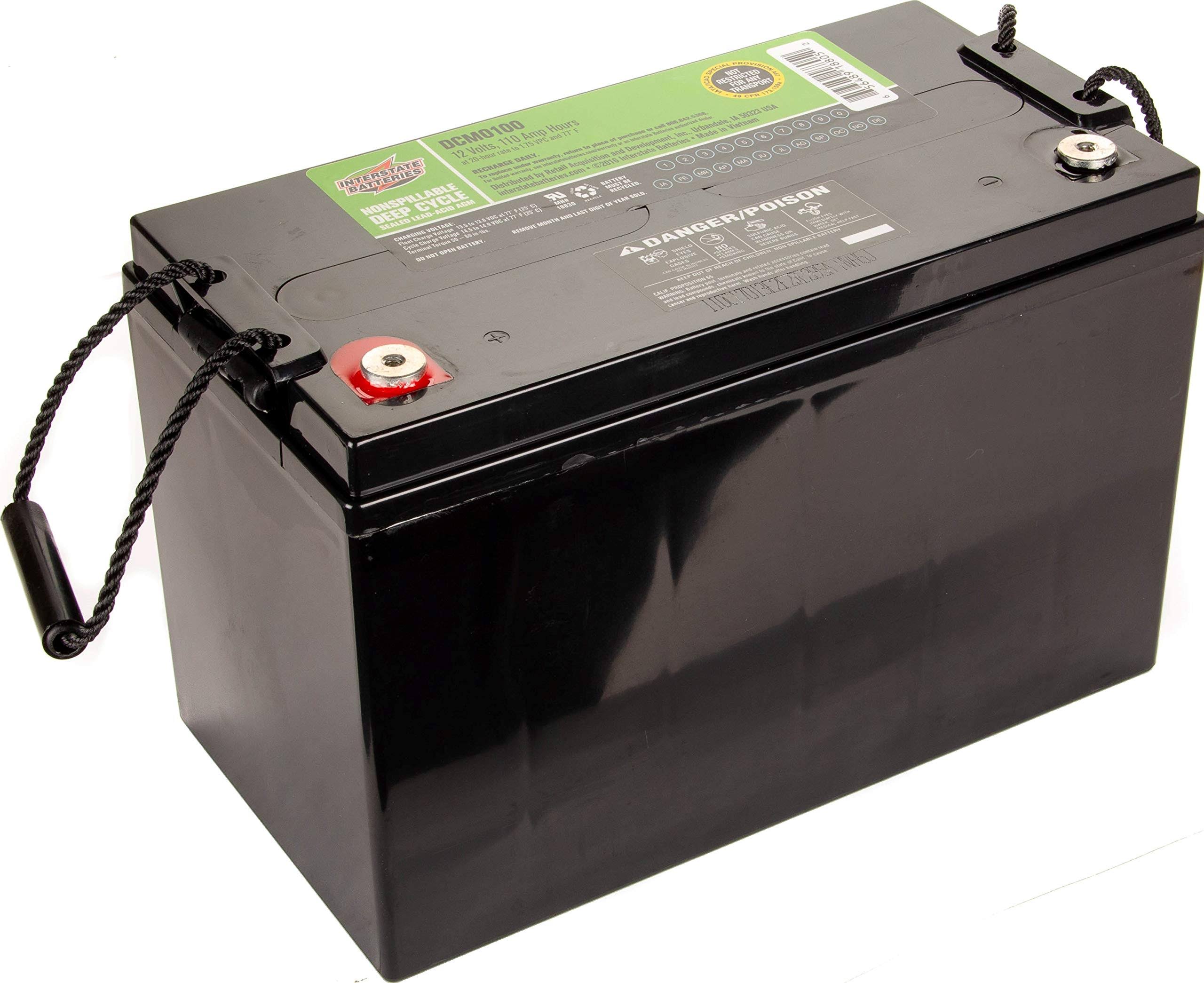 Interstate Batteries 12V 110 Ah SLA/AGM Deep Cycle Battery for Solar, Wind, and RV Applications - Insert Terminals (DCM0100)