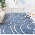 SAFAVIEH Florida Shag Collection Area Rug - 8'6" x 12', Light Blue & Cream, Non-Shedding & Easy Care, 1.2-inch Thick Ideal for High Traffic Areas in Living Room, Bedroom (SG471-6011)