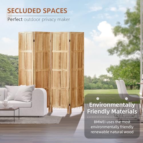 4 Panel Room Divider 5.6 FT Folding Privacy Screen Wooden Freestanding a7