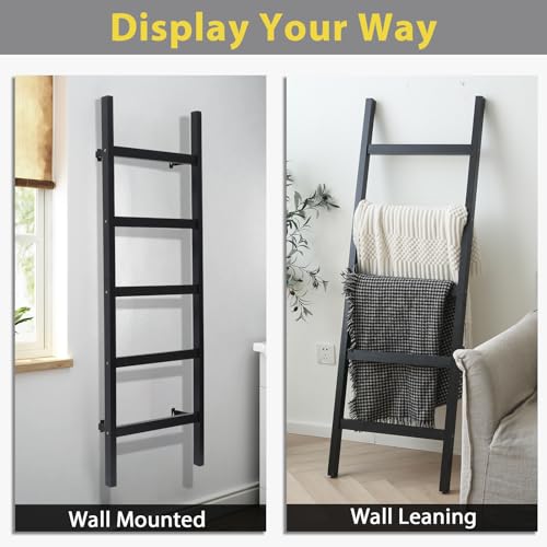 Wall Mounted Wooden Blanket Ladder with Towel Rack a7