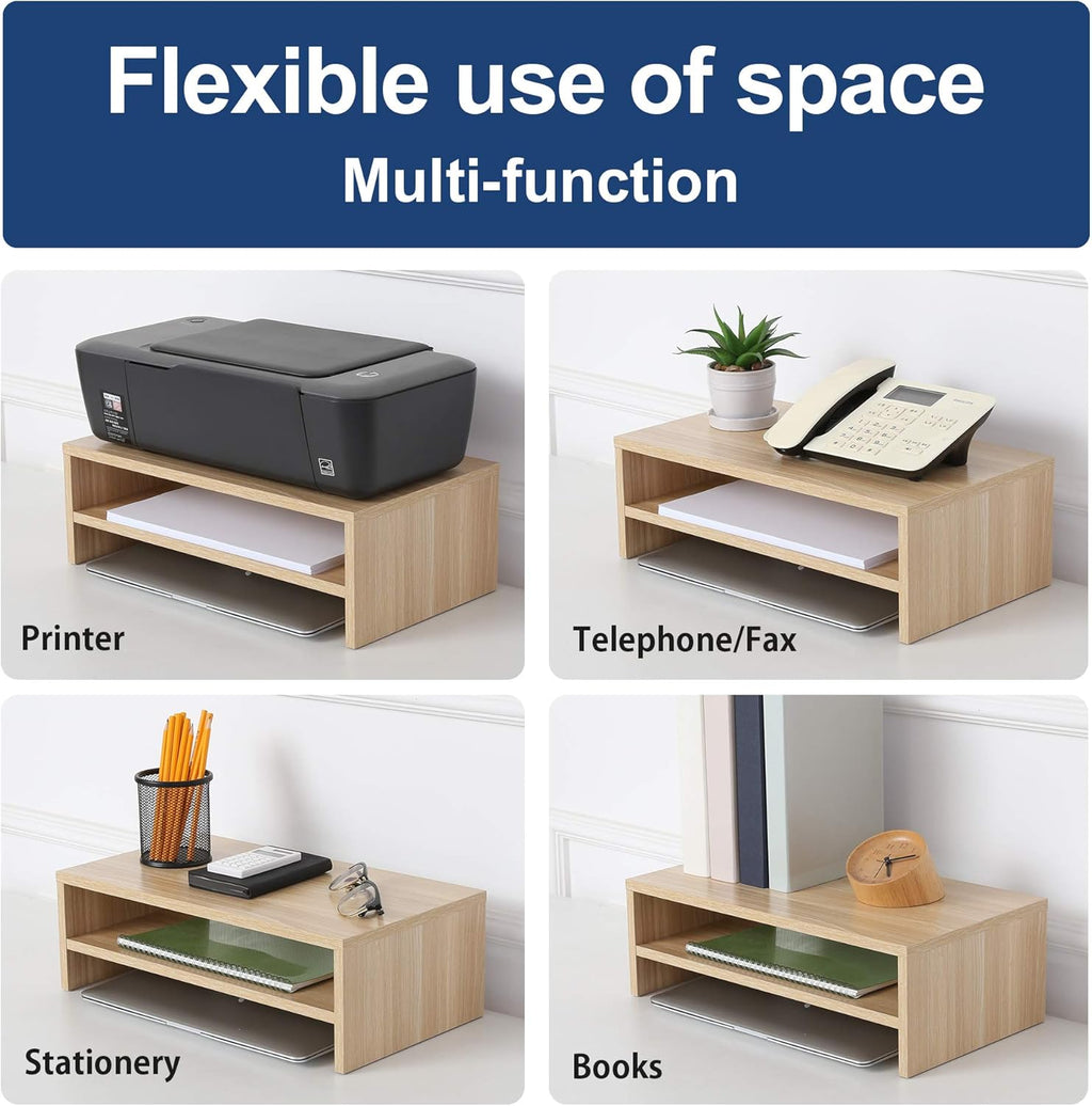 Monitor Stand with Paper Sorter Organizer, Light Wood k7m