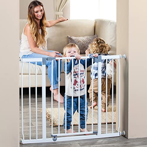 Baby Safety Gate Extra-Wide 39-42.5 Inches White k7