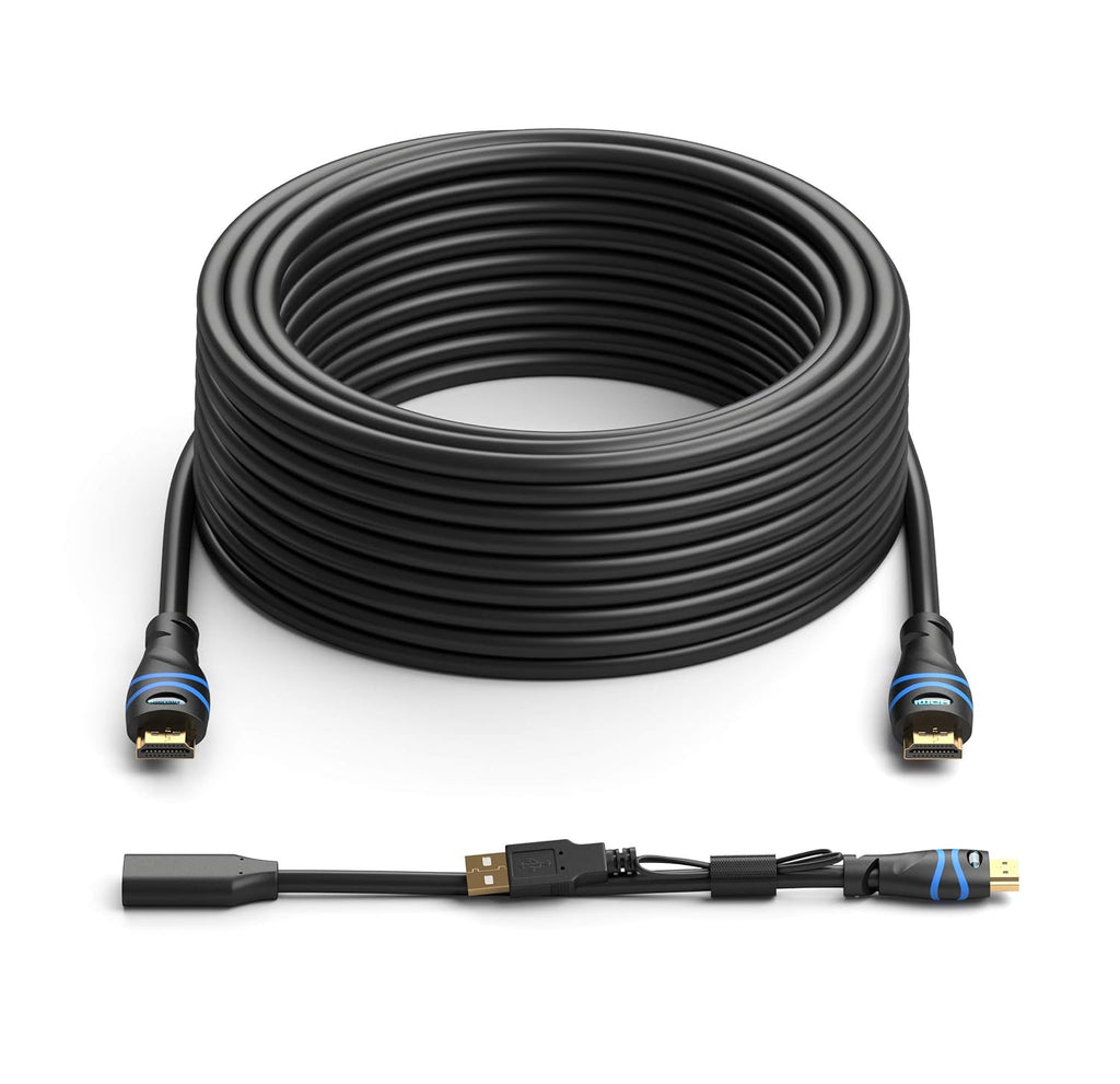 BlueRigger 4K HDMI Cable with Signal Booster (75FT, 4K 30Hz, in-Wall CL3 Rated) Pack of 2