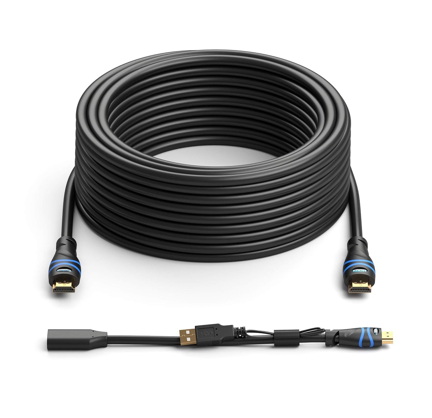 BlueRigger 4K HDMI Cable with Signal Booster (75FT, 4K 30Hz, in-Wall CL3 Rated) Pack of 2