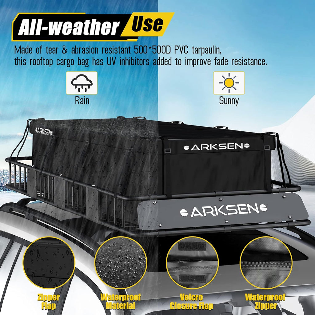 Roof Rack Cargo Basket with Soft-Shell Carrier for SUV Trucks Cars Black k7m