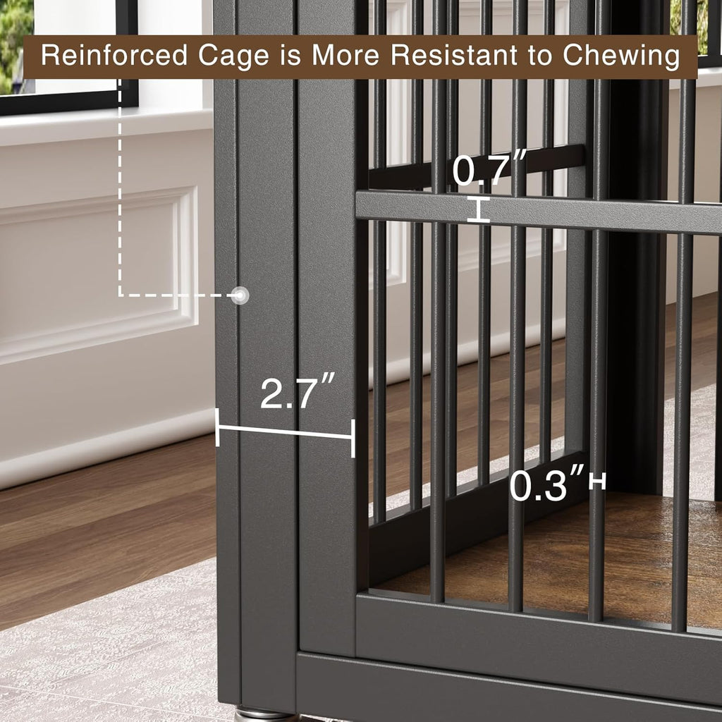 Dog Crate Furniture 39 Inch Indoor Kennel with Wheels Wooden Dog Cage a7