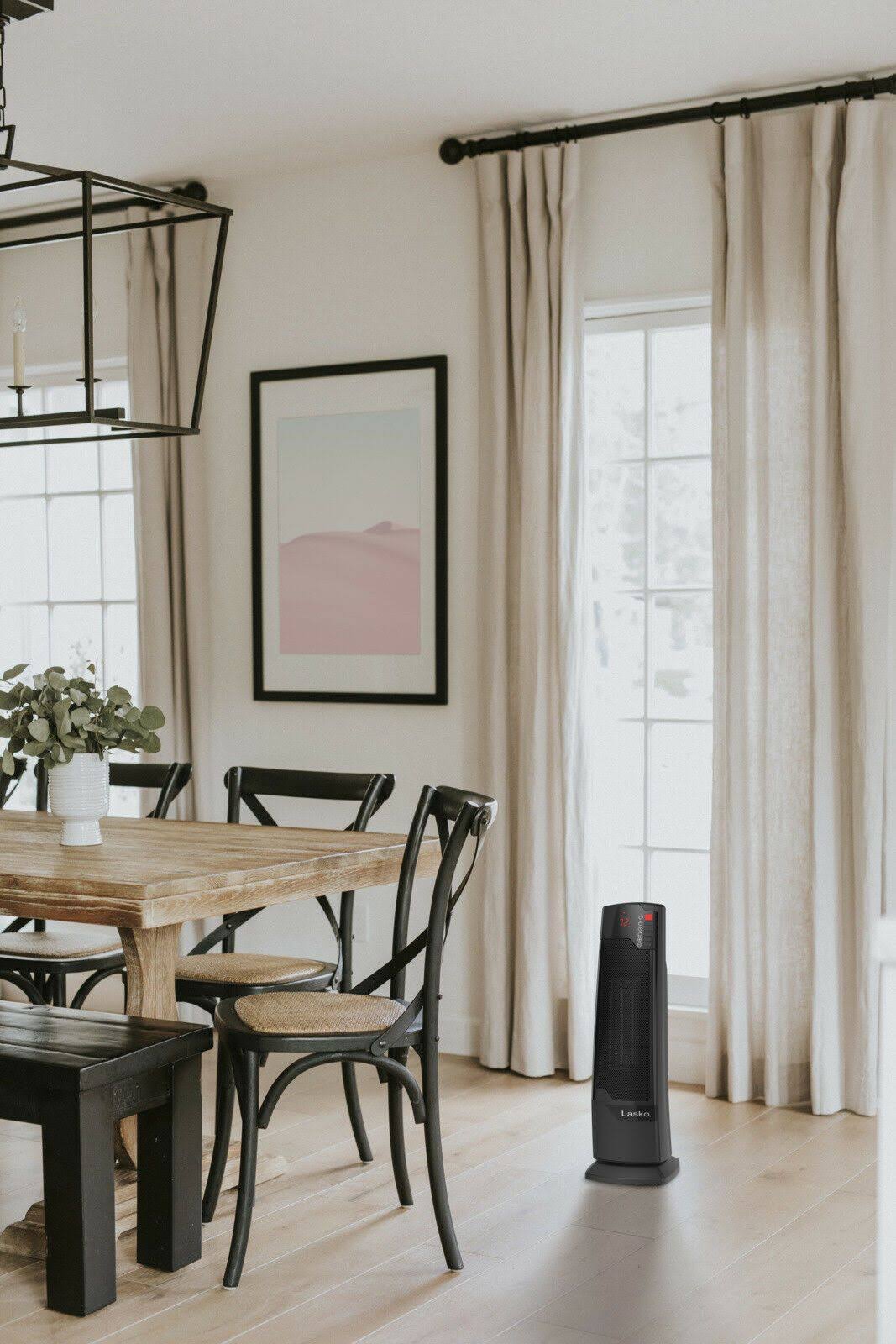 Ceramic Tower Space Heater with Remote, Black k7m