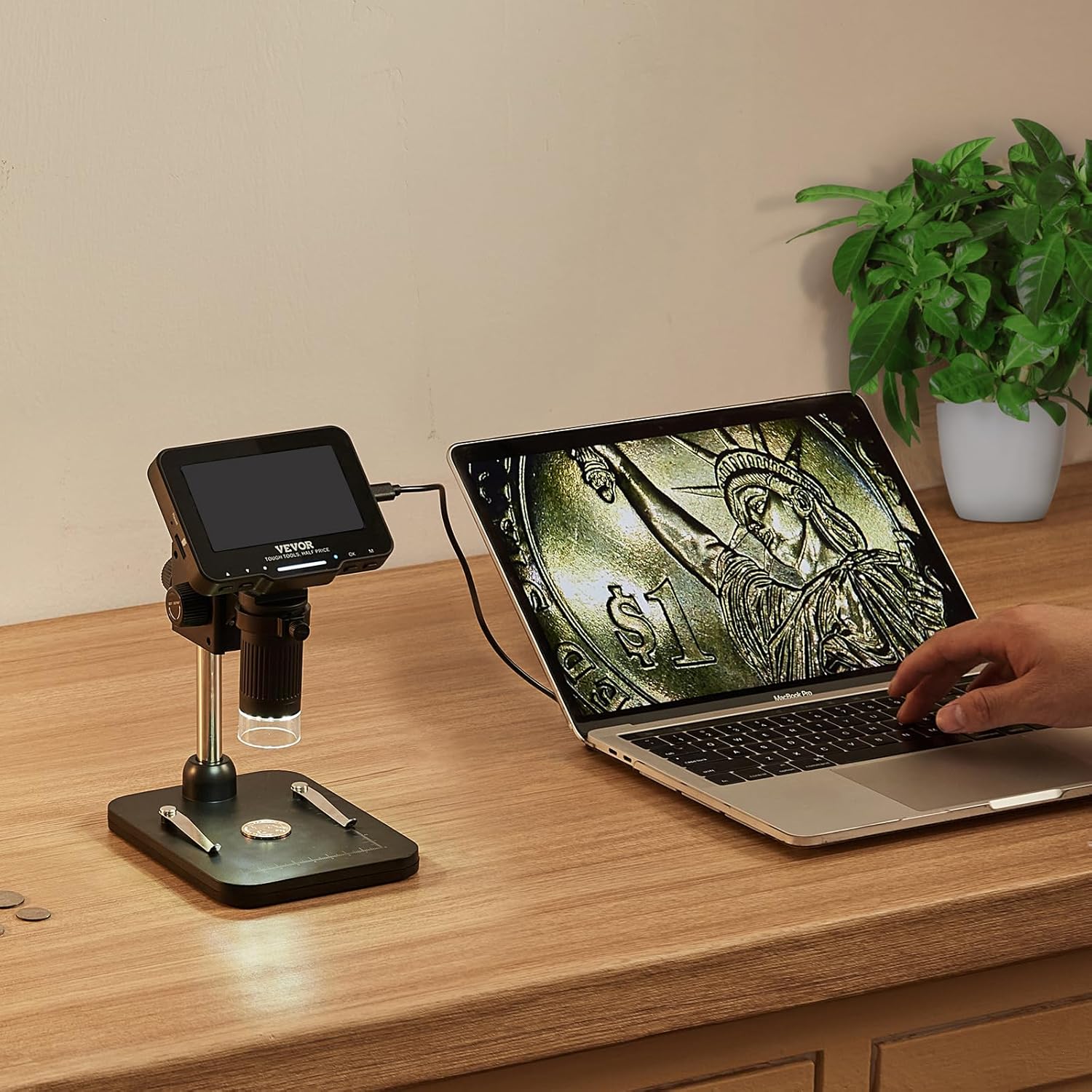 LCD Digital Microscope 4.3 IPS Screen 50X-1000X with 8 LED Lights, PC View, 32GB SD Card k7m