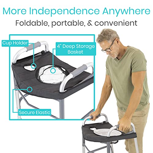 Walker Tray for Folding Standard Walkers with Basket and Cup Holder k7m