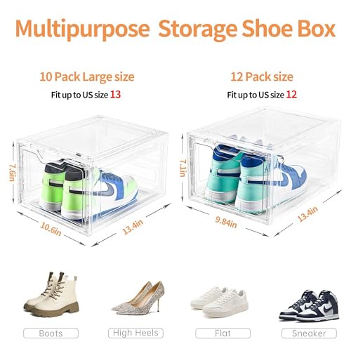 Clear Shoe Storage Organizer Stackable Boxes for Closet a7
