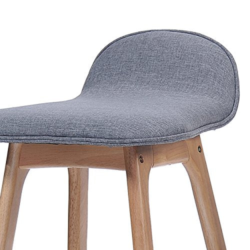 Mid-Century Modern Bar Stool Set of 2 Wood Counter Height Chairs with Footrests Charcoal k7