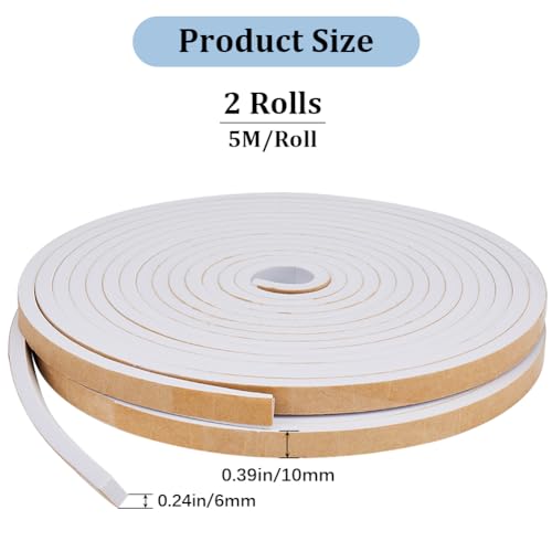 Foam Insulation Tape Self Adhesive Soundproofing Weather Stripping 10m x 10mm x 2.5mm k7