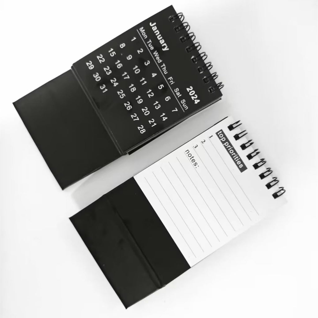 Desk Stand Calendar 2024-2025, Small Desktop Monthly Flip Schedule, Black k7