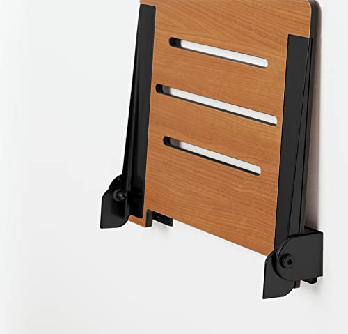 Shower Bench Seat 18 inch Folding Wall Mount Teak Silver a7