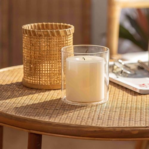 Rattan Woven Glass Candle Holder Vase Decor a7