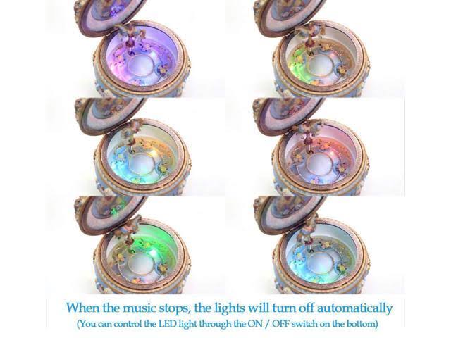 Carousel Horse Music Box LED Twinkling Resin Carved Mechanical Musical Box k7m