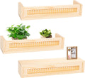 Defined Deco 16” Rattan Shelf Set of 3 for Wall Decor, Boho Rattan Bookshelves Wood Hanging Floating Shelves for Kids Room, Baby Bookcase for Nursery, Hanging Bookshelves for Playroom, Bedroom Decor