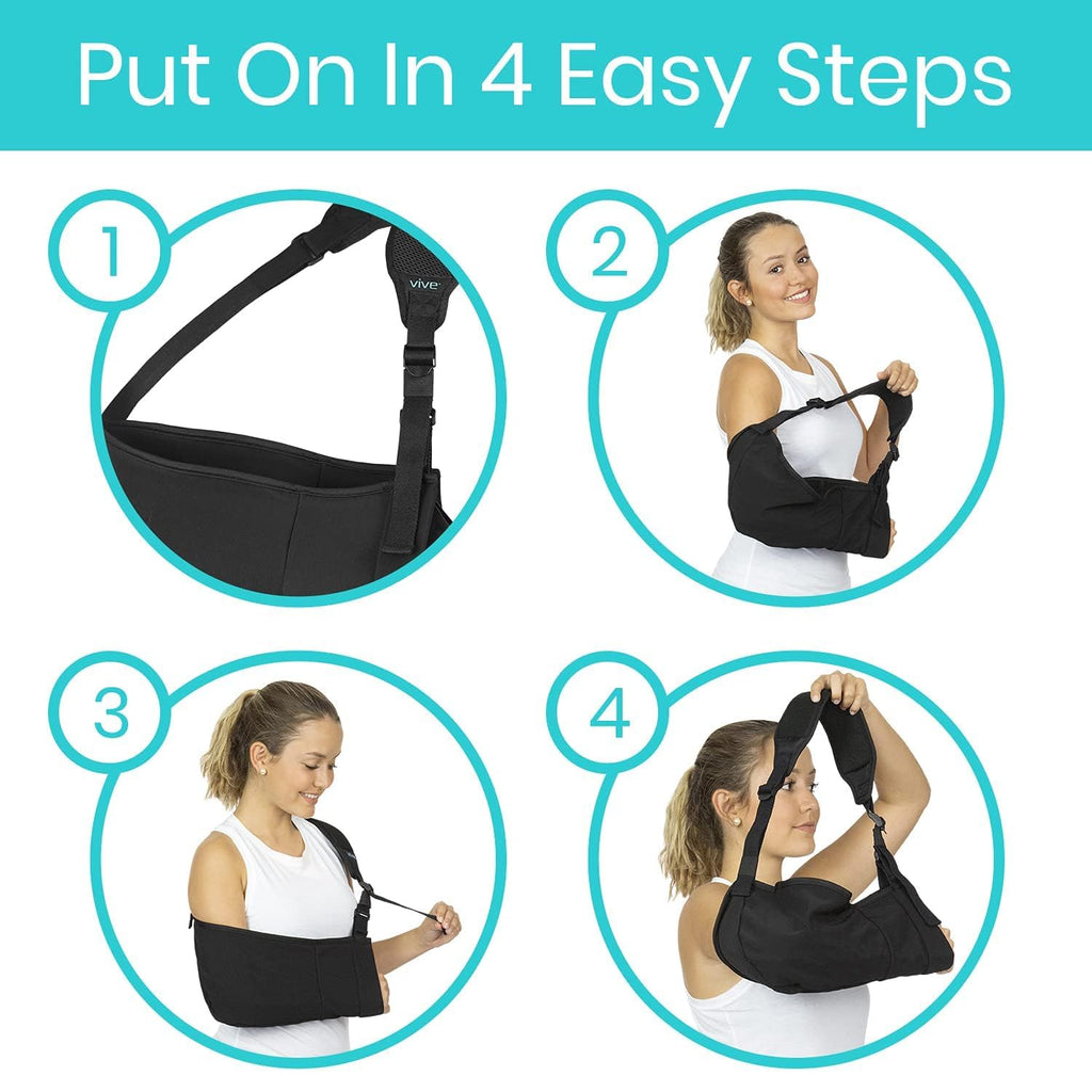 Arm Sling Shoulder Immobilizer Left Right Adjustable Padded Straps Black k7