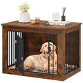 YITAHOME Dog Crate Furniture for Large Dogs, Side End Table, Modern Dogs Kennel Indoor up to 60 lb, 2-in-1 Iron-Wood Fusion Dog Cage with Waterproof Top, Safety Corners, Steel Lock,38"L, Rustic Brown