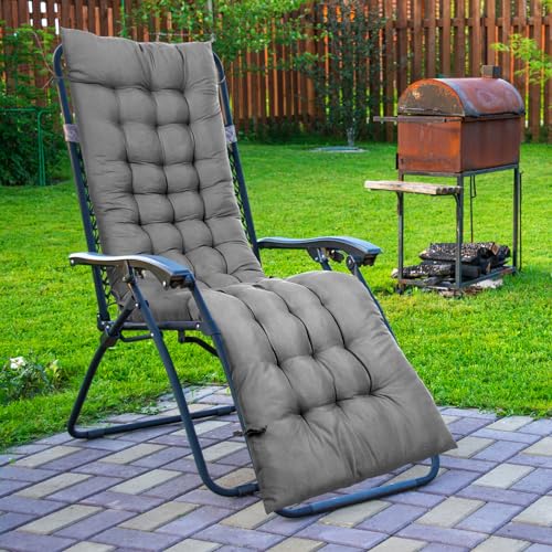 Patio Lounge Chair Cushion 64x19 Inch Recliner Pad Gray k7m