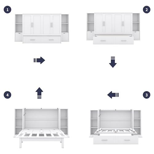 Queen Size Murphy Bed with Storage Drawers and USB Ports a7k