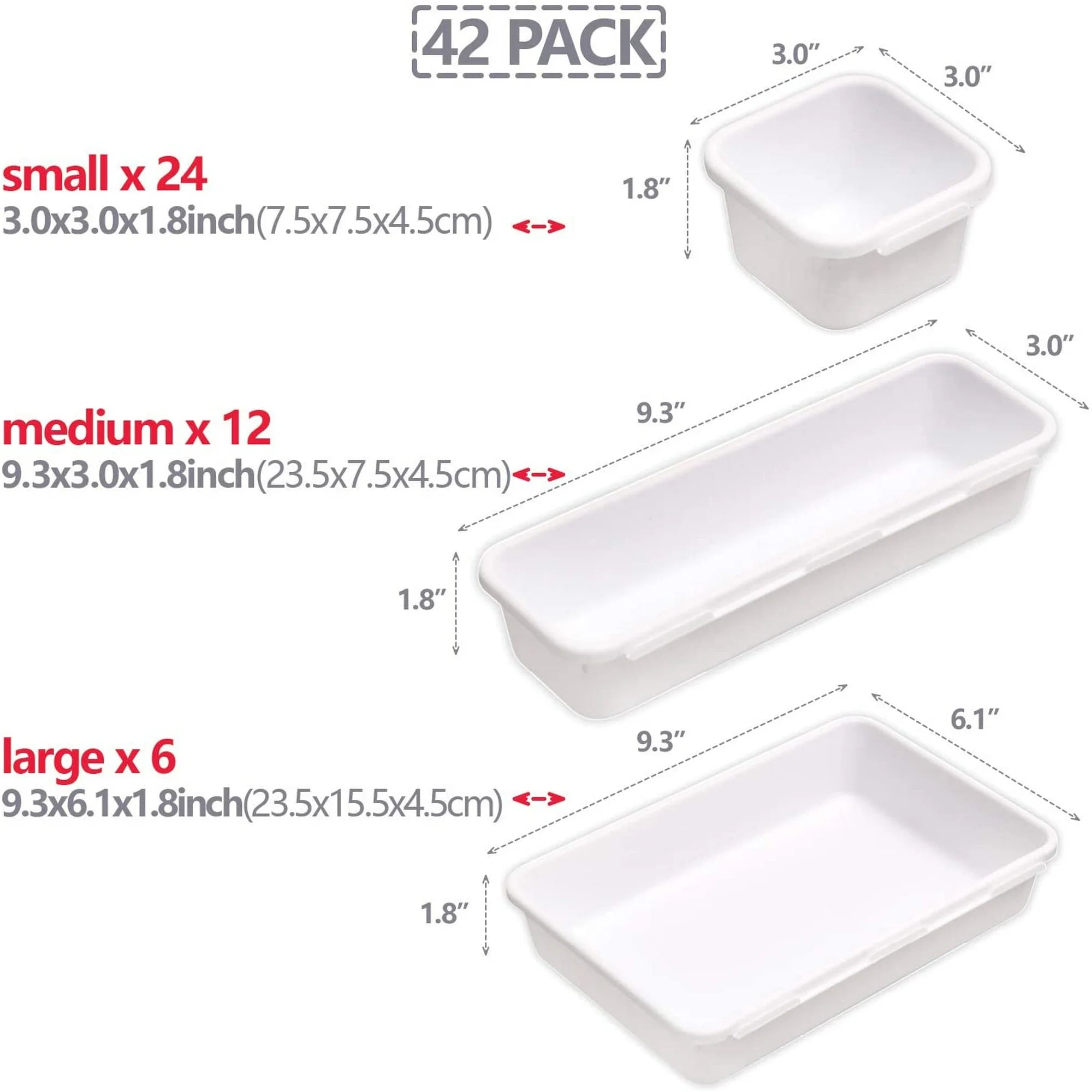 Plastic Drawer Organizer Trays 42 Pack a7