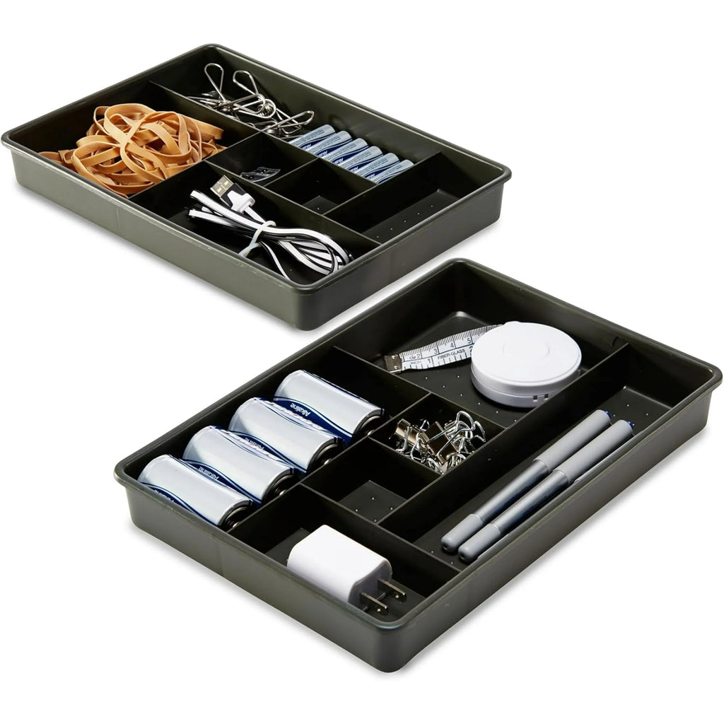 Plastic 6-Compartment Drawer Organizer Trays, Set of 2 a7
