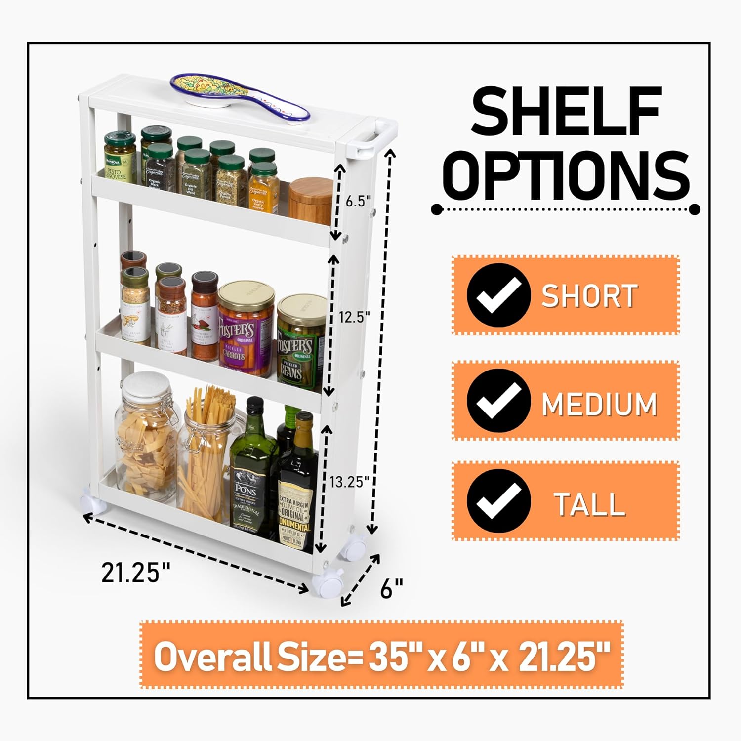Metal Rolling Storage Cart with Wheels 4 Tier Black k7