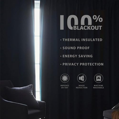 Faux Linen Blackout Curtains 84 Inch Light Grey Thermal Insulated Drapes k7