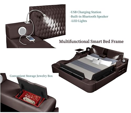 Queen Size Smart Bed Frame with Massage Recliner and Storage a7k