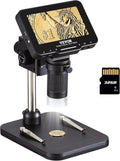 VEVOR LCD Digital Microscope for Adults Kids, 4.3" IPS Screen, Coin Microscope 50X - 1000X Magnification with 8 LED Lights, PC View, 32GB SD Card, USB Microscope for Windows/MacOS, Black
