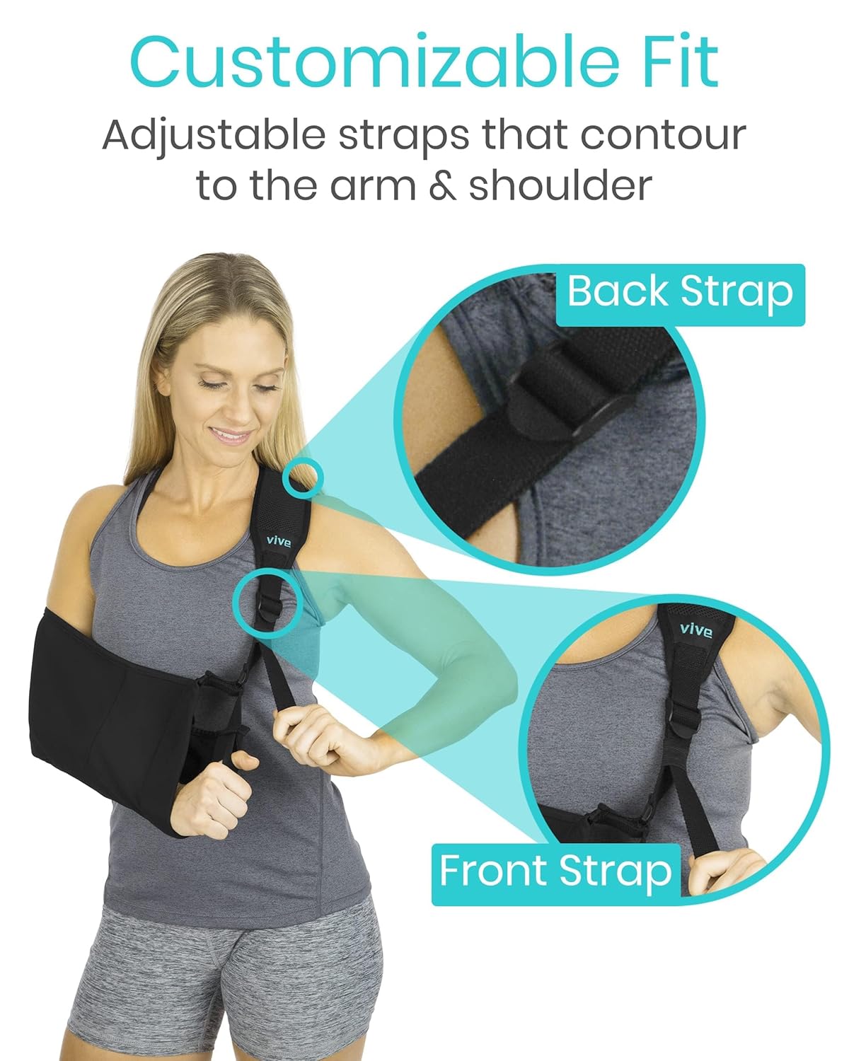 Arm Sling Shoulder Immobilizer Left Right Adjustable Padded Straps Black k7