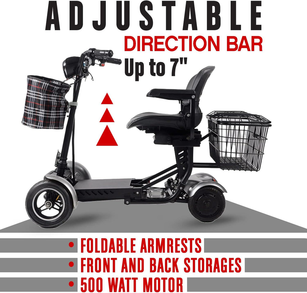 Foldable 4 Wheel Mobility Scooter for Seniors Long Range Battery a7