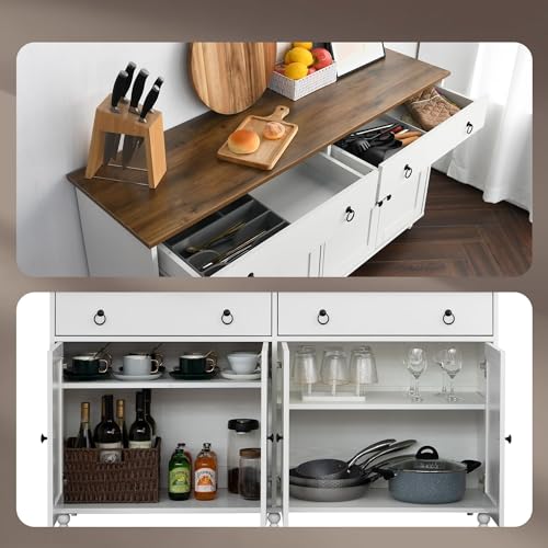 Black Buffet Cabinet with Storage and Gourd Legs k7m