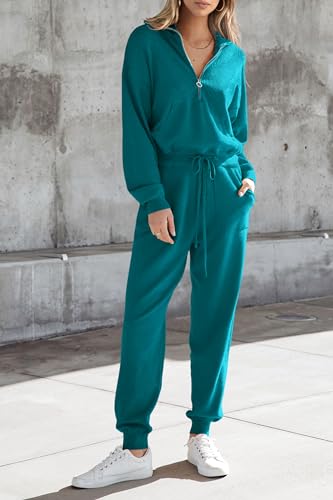 Women's 2 Piece Sweater Set Zip Up Tracksuit Outfit k7