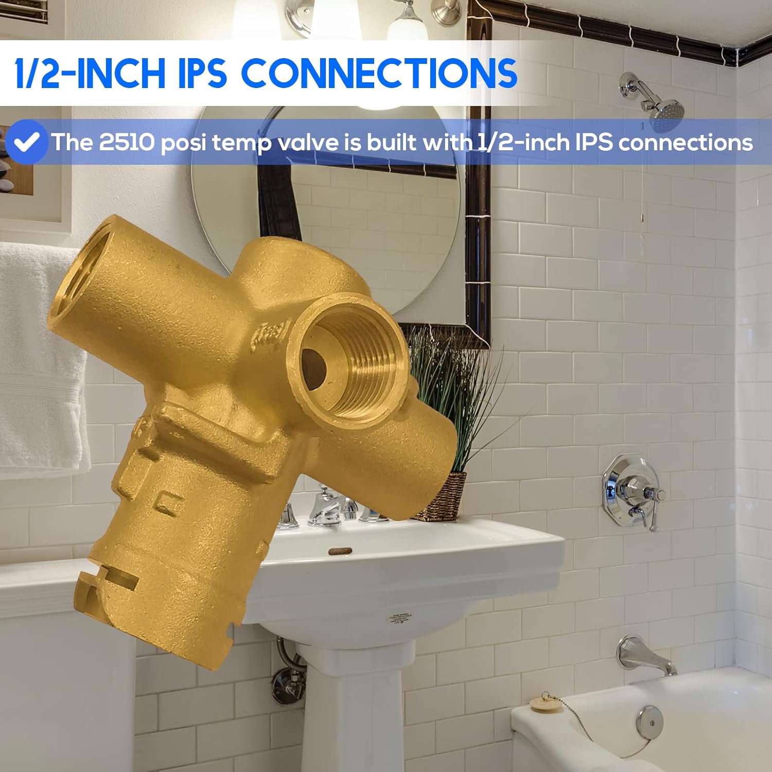 Brass Tub and Shower Valve 1/2 Inch IPS with Cartridge a7