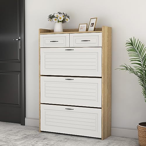Shoe Cabinet with 3 Flip Drawers for Entryway k7m